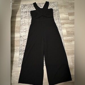 Blu Sage Black Strapless Wide-Leg Jumpsuit with V-Strap